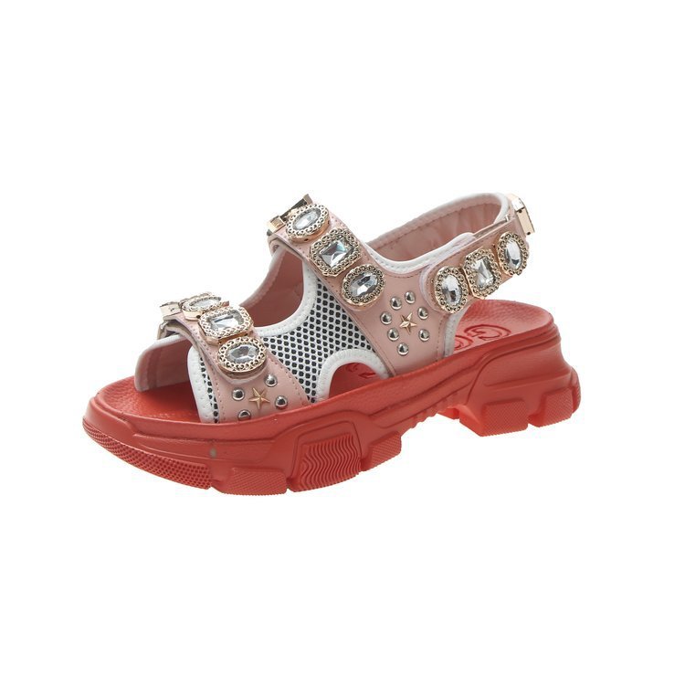 Rhinestone Platform Sandals Mesh Wedges Women