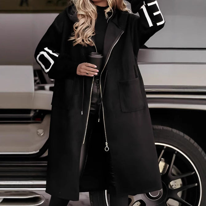 Women's Hooded Windbreaker Trench Coat