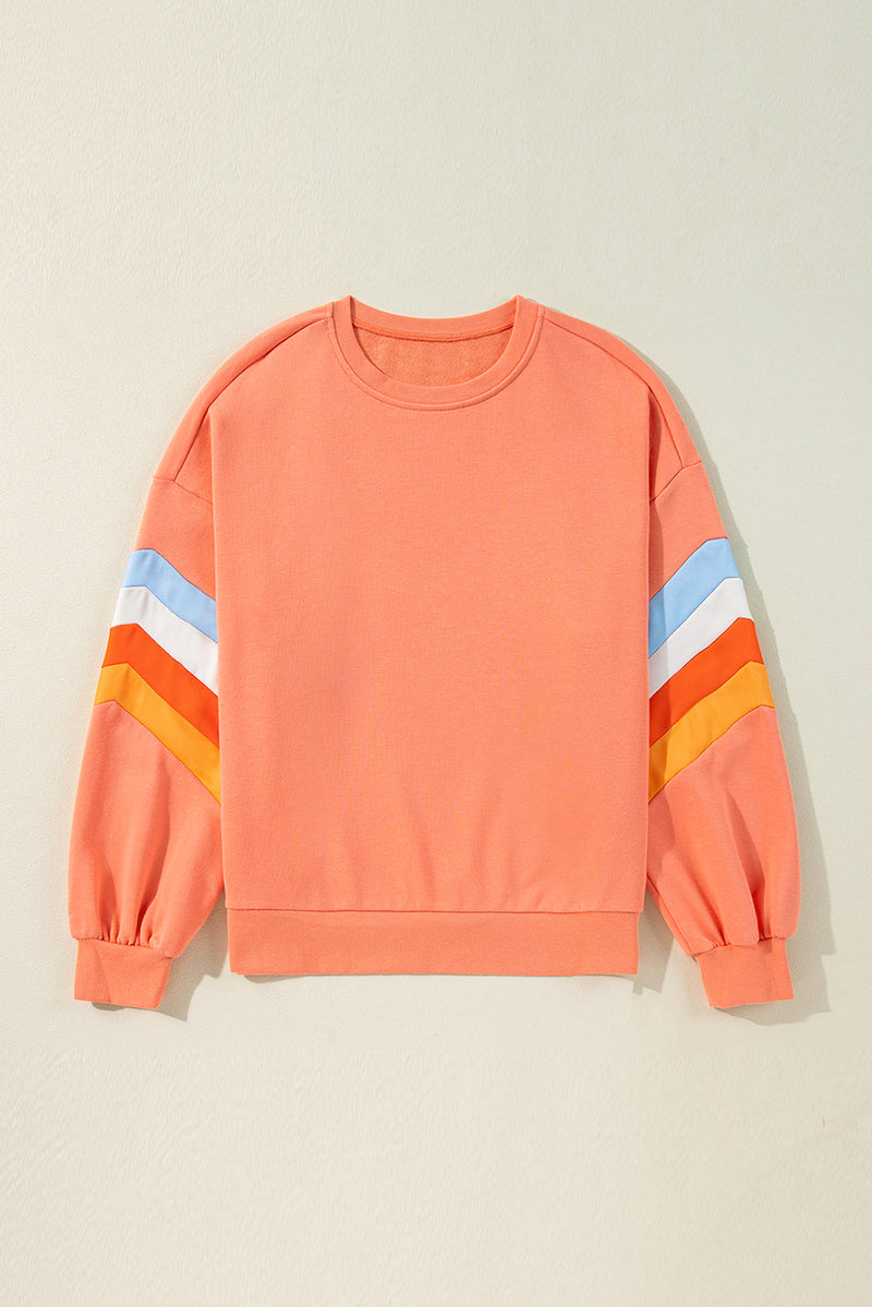 Moonlight Jade Patchwork Drop Sleeve Loose Sweatshirt