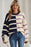 Khaki Stripe Exposed Seam Patchwork Loose Sweatshirts