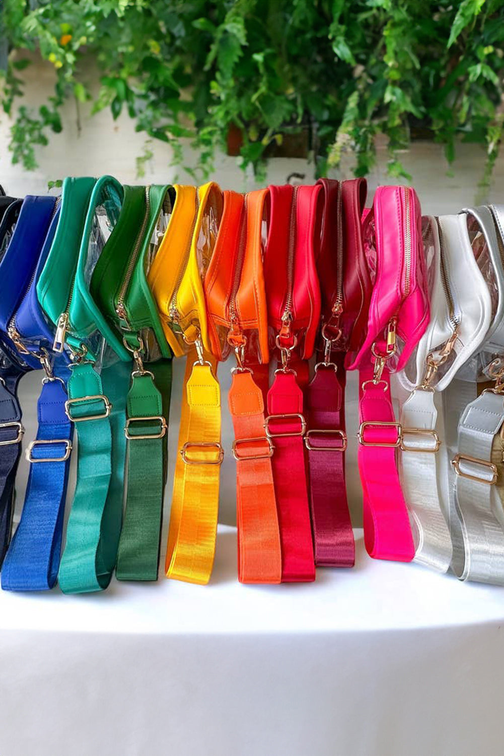 Black Chenille GAME DAY Pattern Clear Shoulder Bag