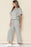 Bright White Textured Loose Fit T Shirt and Drawstring Pants Set