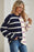 Khaki Stripe Exposed Seam Patchwork Loose Sweatshirts