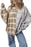 Khaki Stripe Exposed Seam Patchwork Loose Sweatshirts