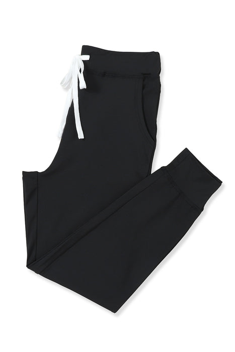 Black Casual Drawstring Drop Waist Pocketed Joggers