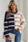 Khaki Stripe Exposed Seam Patchwork Loose Sweatshirts