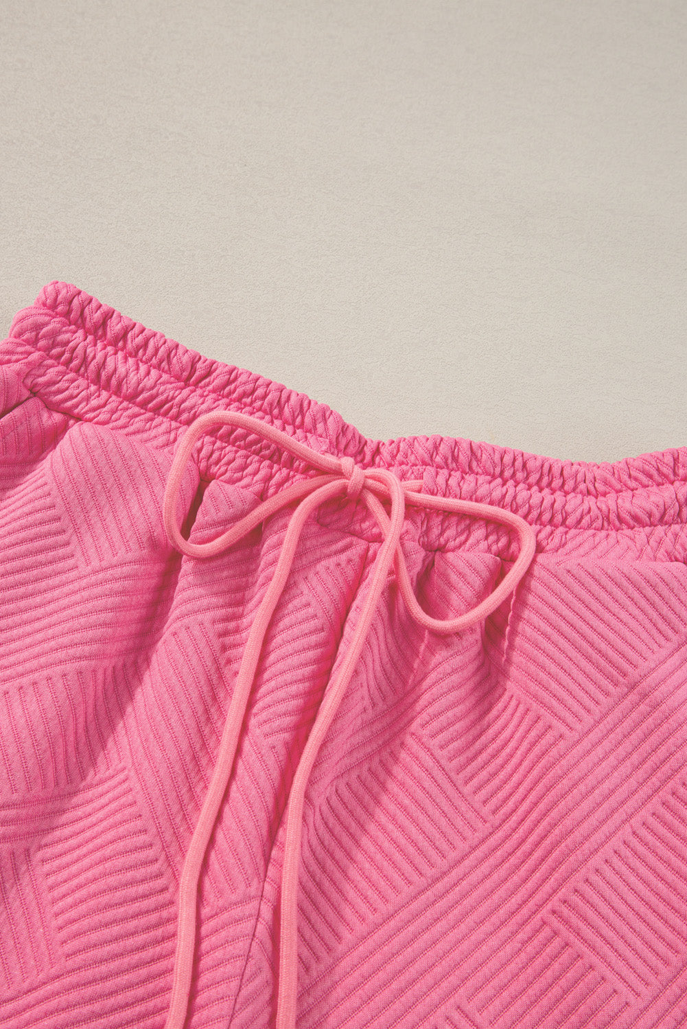 Bright White Textured Loose Fit T Shirt and Drawstring Pants Set