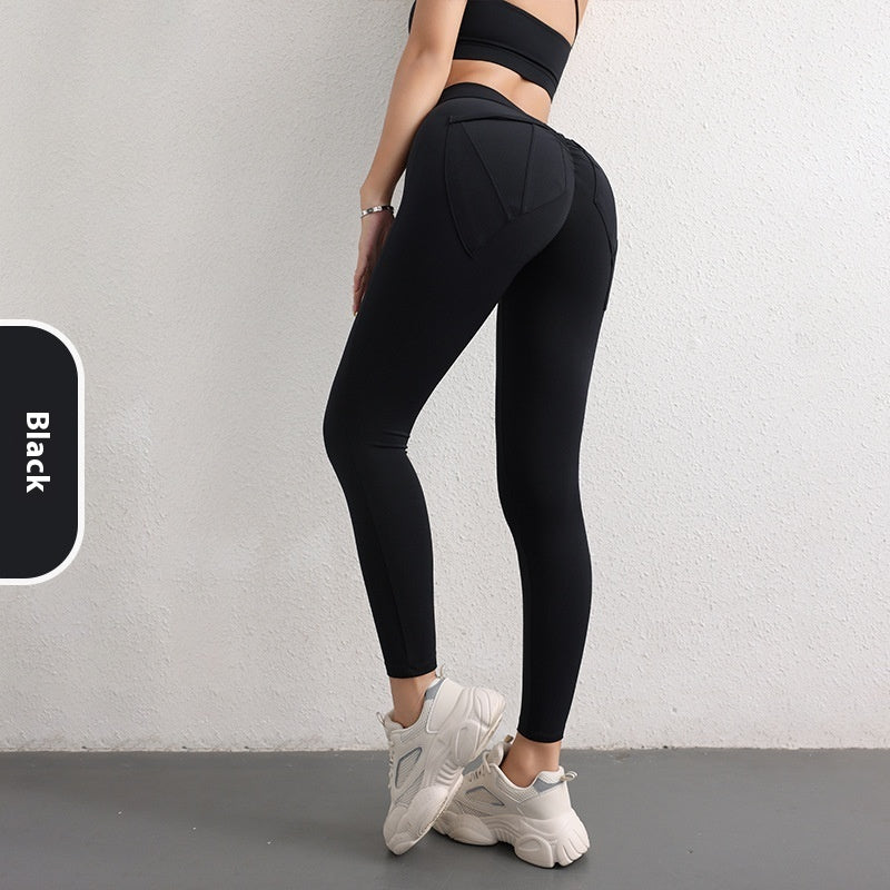 High Waist Hip Lift Yoga Pants With Pockets Women's Sports Fitness Trousers Leggings