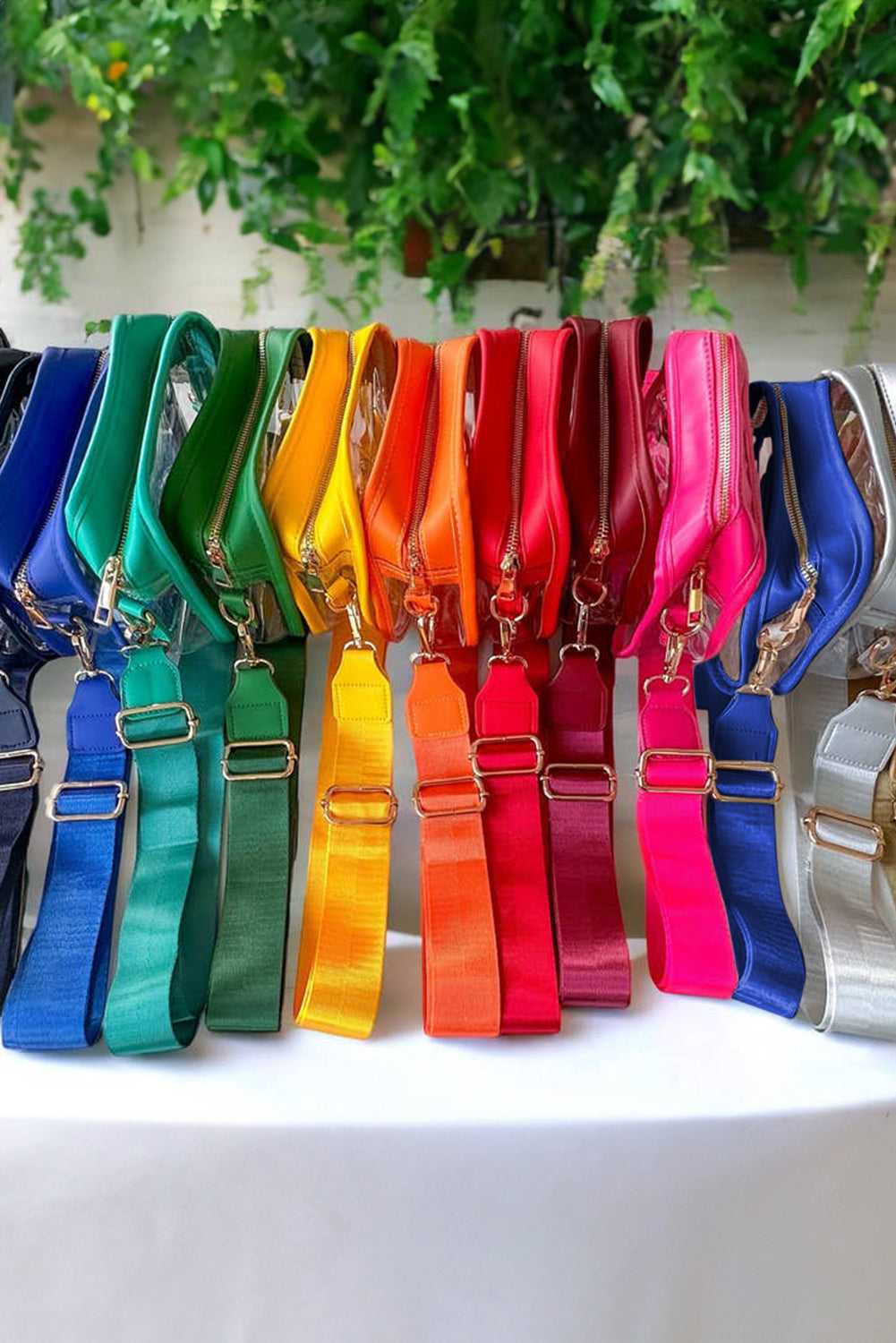 Black Chenille GAME DAY Pattern Clear Shoulder Bag